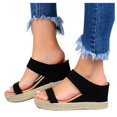 thumbnail image 3 of Women‘s Open Toe Elastic Strap Espadrilles Flatform Wedge Casual Sandal, 3 of 7