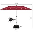 thumbnail image 2 of Patiojoy 15' Outdoor LED Patio Double-Sided Umbrella w/Base Burgundy, 2 of 5