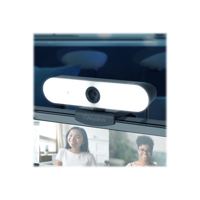 Aluratek Caméra Web 4K HD à Anneau Lumineux avec Micros Stéréo Doubles à Réduction de Bruit, Lumière Réglable, Mise au Point Automatique, Support Trépied Intégré, Compatible Universellement