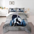 thumbnail image 1 of Roaring Wolf King Size Comforter Set, Safari Animals Hunting Wolves Soft Bed Set For Sofa, Wooden Plank Wildlife Breathable Down Comforter For Kids Teens, Blue Moon Rustic Duvet Insert, 1 of 7