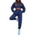 thumbnail image 3 of Innerwin Two Piece Outfit Drawstring Women Jogger Set Sports Long Sleeve Beam Foot Sweatsuits Blue 3XL, 3 of 8