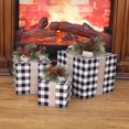thumbnail image 3 of 3Pcs/Set Christmas Gift Box Decoration Red Black White Plaid Ribbon Bowknot Pine Cone Needle  Tree Holiday Present Box Ornament Kit, 3 of 9