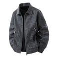 thumbnail image 2 of PEONAVET Mens Jacket Men's Solid Color Zipper Cardigan Long Sleeved Lapel Workwear Jacket, 2 of 9