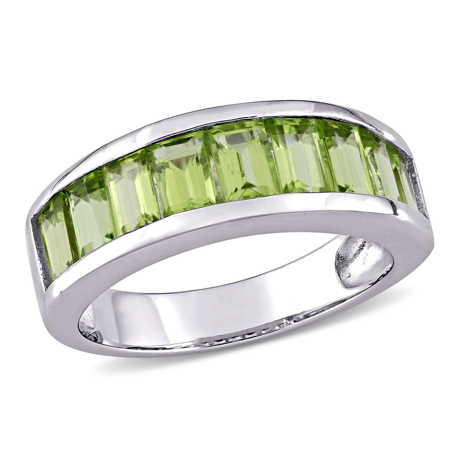 Bague semi-éternité Miabella avec péridot 2-3/4 CT PBT en argent sterling