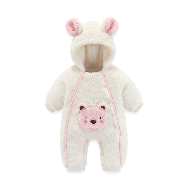 LSLJS Barboteuse pour Bébé Fille Garçon Combinaison Pyjama Manches Longues à Capuche en Peluche Tenue Automne Hiver
