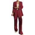 thumbnail image 1 of Timegard 2 Piece Suits Set for Women Button V Neck Open Front Jackets Business Office Wide Leg Pant Blazer Outfits, 1 of 6