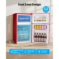 thumbnail image 2 of VEVOR Mini Fridge with Freezer, 3.2 Cu.Ft, Two Door Compact Refrigerator with Adjustable Temperature, Glass Shelf, Energy Efficient Dorm Fridge, Red, 2 of 9