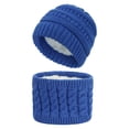 thumbnail image 1 of 2Pcs/Set Baby Infant Winter Knitted Beanie Cap Hat Plush Liner Warm Neck Scarf, 1 of 10