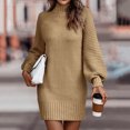 thumbnail image 4 of Kcodviy Automne Hiver Manches Longues Ajusté Chandail pour Femmes Col Roulé Couleur Unie Décontracté Robes pour Femmes Robe Chandail Courte Chandail pour Dames Robes d'Enseignante Robe, 4 of 6