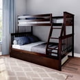 thumbnail image 1 of BEDSMART Solid Wood Twin Over Full Bunk Bed With Trundle | Espresso, 1 of 6