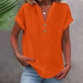 thumbnail image 2 of Timegard Plus Size Tops for Women Cotton Linen V-Neck Button Short Sleeve Tee Casual Loose Shirts Tops, 2 of 5