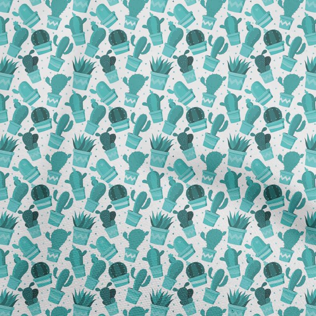 oneOone Rayon Dusty Teal Green Fabric Cactus Craft Projects Decor Fabric Printed By The Yard 56 Inch Wide