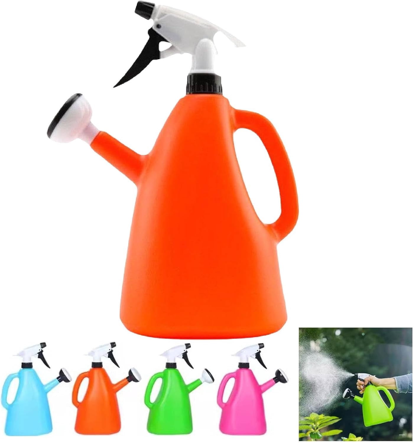 Roiihwy Lightweight Watering Can Indoor Plants, 2 in 1 Plant Watering Can with Adjustable Pushing Nozzle and Spray Bottles for Gardening Flower Plants