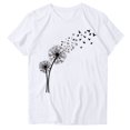 thumbnail image 2 of Babysbule Liquidation de Hauts pour Femmes T-shirt à Col Rond de Mode pour Femmes à Manches Courtes Imprimé Pissenlit T-shirt Décontracté Ample Hauts, 2 of 4