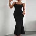thumbnail image 2 of POINTERTECK Élégant Couleur Unie Dentelle Garniture Robe Longue Bodycon pour les Femmes, 2 of 9