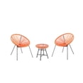 thumbnail image 3 of Velago Acapulco Modern 3pc Steel Patio Bistro Set, Orange, 3 of 6