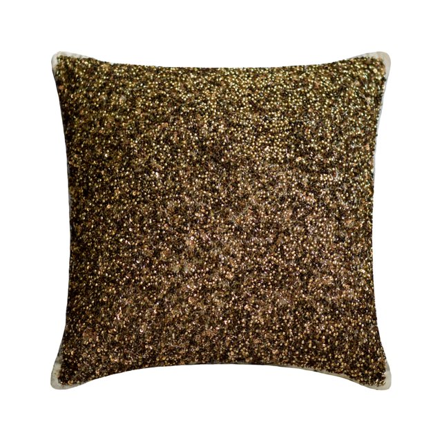 The HomeCentric Toss Pillow Covers, Brown Pack of 2, 12x12 inch (30x30 cm) Pillow Covers, Linen Sequins & Embroidery Throw Pillows For Sofa, Abstract Pattern Modern Style Easter - Brown Dazzled