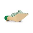 thumbnail image 3 of BLISSFUL STEP Mules à Talon Aiguille pour Femmes Bout Pointu à Rayures Nœud à Enfiler Chaussures Habillées Vert 7, 3 of 8