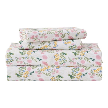 Gogreen 4PC Deep Pocket Twin Sheet Set Fit 14", 100% Cotton Breathable Super Soft Twin Size Sheet Set, Luxury Hotel Style Home Decor Twin Bed Sheet Set, Gift for Women, Men - Green Leaves