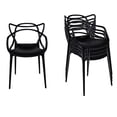 thumbnail image 1 of Master Style Plastic Chair Modern Mid Century, Indoor Outdoor Chair Patio Chair Kitchen Chair 18 Inch Seat Height Restaurant Chair Plastic Stackable Chair Side Bar Chair in White Set 4, 1 of 5