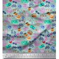 thumbnail image 1 of Soimoi Modal Satin Fabric Camera,Hat & Briefcase Travel Printed Fabric 1 Yard 42 Inch Wide, 1 of 3