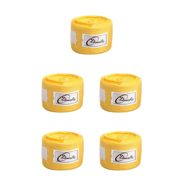Transemion Boxing Bandages Cotton Kick Hand Wraps Sweat -absorbing Gym Sports Training Bandages Yellow 5Set