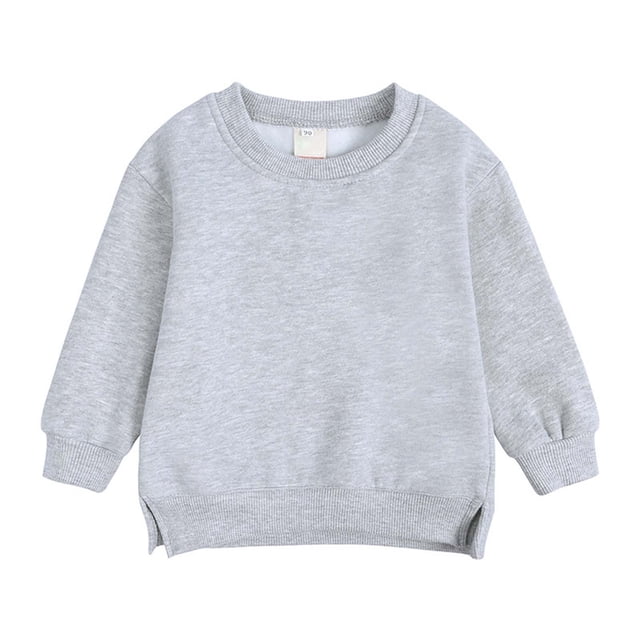 cfhntfmh Chandail Molletonné pour Filles Garçons, un Chandail à Col Rond en Molleton Gris avec Manches Longues, Fentes Latérales et Tissu Extensible Doux. Ce Haut à Enfiler de Base Est Respirant, Doux pour la Peau, et Idéal pour une Tenue Décontractée, des Activités de Plein Air Ou pour Superposer avec des jeans Ou des Vêtements de Sport.