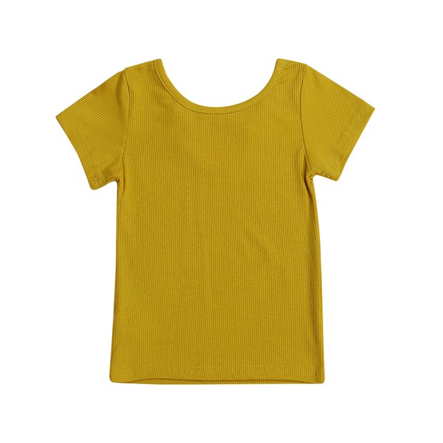 Faithtur Kids T-Shirt, Solid Color Bowknot Round Collar Short Sleeve Tops