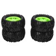 thumbnail image 3 of RC Tires and Wheel Rims Set, 82MM Durable Strong Grip High Performance RC Rubber Tires  for 1/14 RC Off Road Car Black,White,Green, 3 of 7