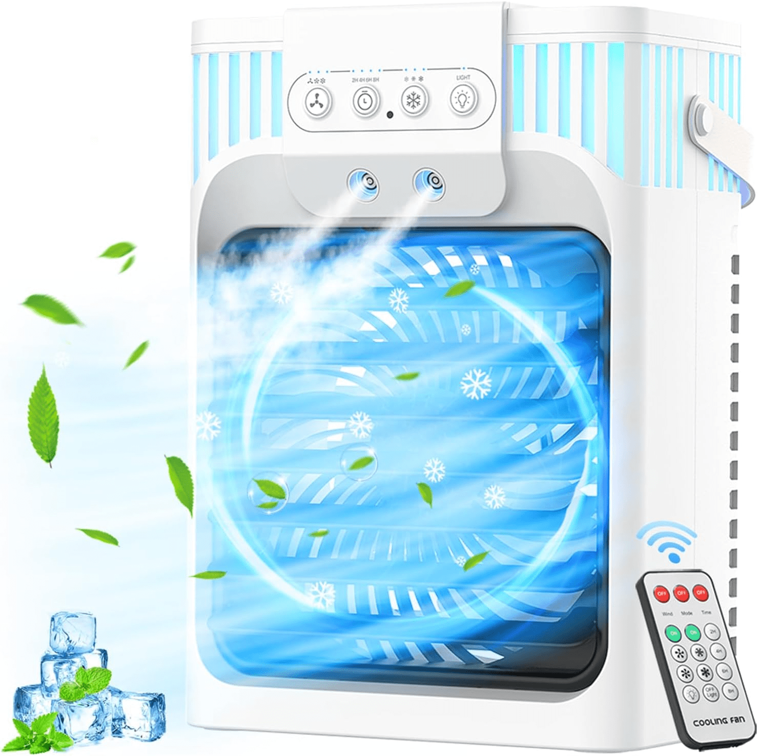 Portable Air Conditioner, Air Conditioner Portable with 3 Speeds, 3 Mist Settings, 1200ml Large Water Tank, 2~8h Timer & 7-color Ambient Lights, Personal Cooling Fan, Small Mini Air Cooler
