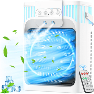 Portable Air Conditioner, Air Conditioner Portable with 3 Speeds, 3 Mist Settings, 1200ml Large Water Tank, 2~8h Timer & 7-color Ambient Lights, Personal Cooling Fan, Small Mini Air Cooler