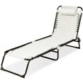 thumbnail image 3 of Gymax Chaise Longue Pliable Réglable pour Patio, Lit de Camp avec Oreiller, Plage, Piscine, Gris, 3 of 9