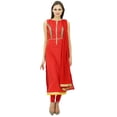 thumbnail image 2 of Atasi Salwar Kameez Droit en Coton Rouge Cousu sur Mesure pour Femme avec Dupatta, 2 of 6