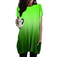 thumbnail image 2 of TSADFHJI Hauts Fluides en Chiffon Blouses pour Femmes Été Décontracté Chandail Ample Col Rond Tunique à Manches Courtes avec Poches TG Vert, 2 of 5