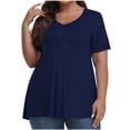 thumbnail image 1 of Timegard Womens Summer Tops Plus Size V-Neck Short Sleeve Comfy Long Tops Basic Tee Casual Loose Blouse, 1 of 7
