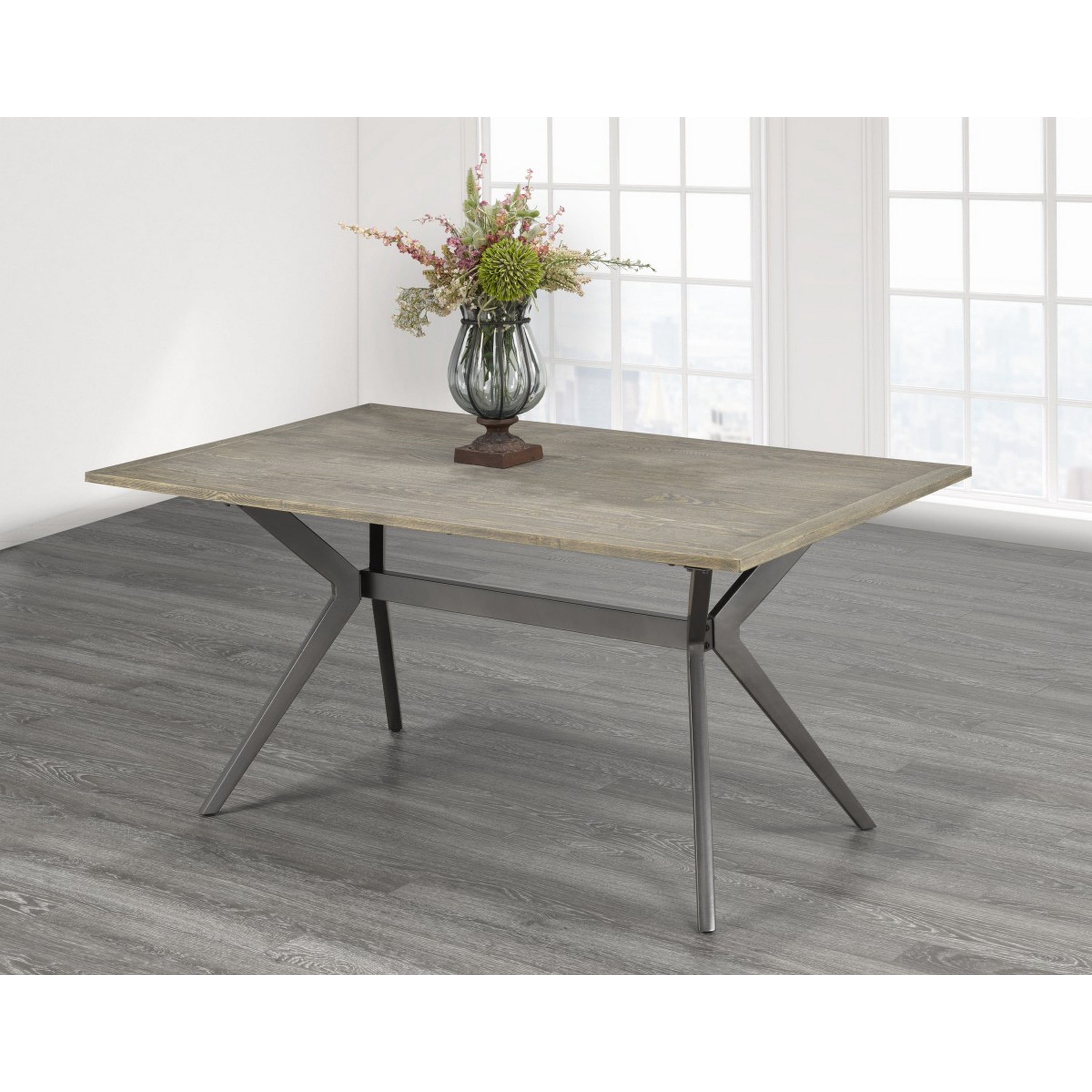 Table à manger Brassex Celine fini chêne rustique avec base en métal pour cuisine et salle à manger