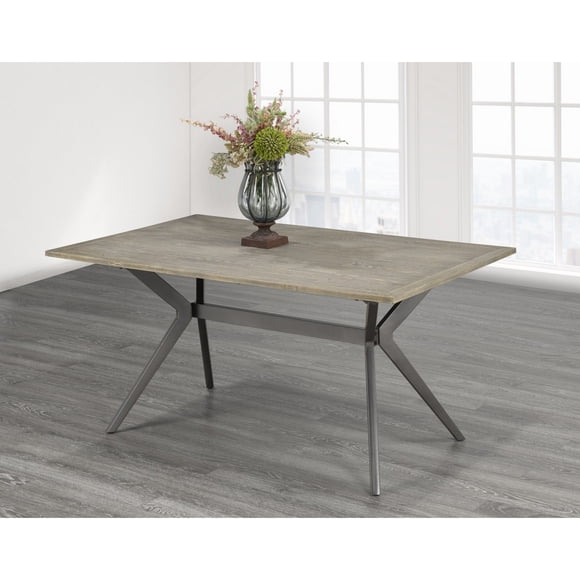 Table à manger Brassex Celine fini chêne rustique avec base en métal pour cuisine et salle à manger
