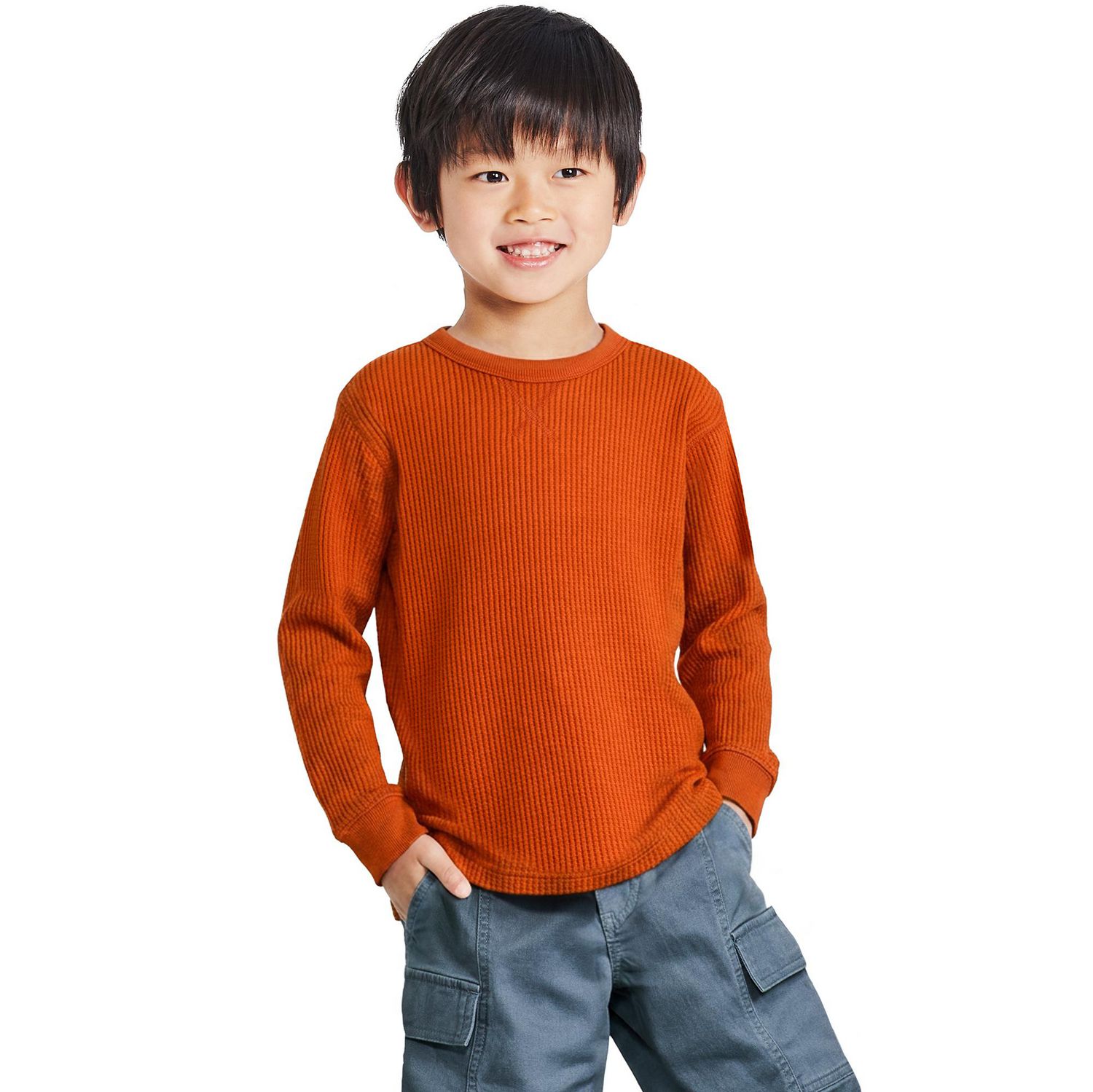 George Boys' Long-Sleeve Waffle Knit T-Shirt