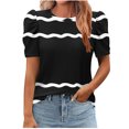 thumbnail image 1 of Pisexur Hauts pour Femmes, Hauts de Sortie pour Femmes & T-Shirt à Manches Courtes Col Rond Imprimé, Haut Ample, Hauts de Printemps pour Femmes Noir, P, 1 of 6