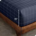 thumbnail image 3 of Bare Home Fitted Sheet - Premium 1800 Collection - Deep Pocket - Ultra-Soft Wrinkle Resistant - King, Grid - Midnight/White, 3 of 5