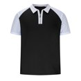 thumbnail image 4 of EGNMCR T-Shirts pour Homme Hommes Décontracté Uni Col Rabattu Chandail Patchwork Fermeture Éclair Manches Courtes Blouse Cadeaux pour Hommes, 4 of 7