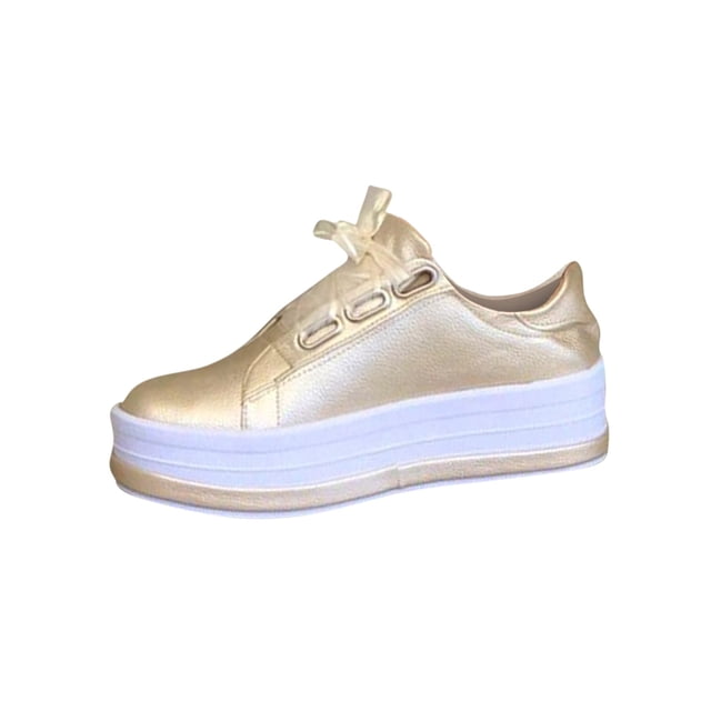 XZNGL Chaussures de Mode pour Femmes Bout Rond Talons Épais à Lacets Décontractées Légères Espadrilles Décontractées de Printemps