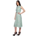 thumbnail image 3 of Moomaya Adjustable Fabric Belt Printed Lapel Collar Button Down Casual Dress, 3 of 4