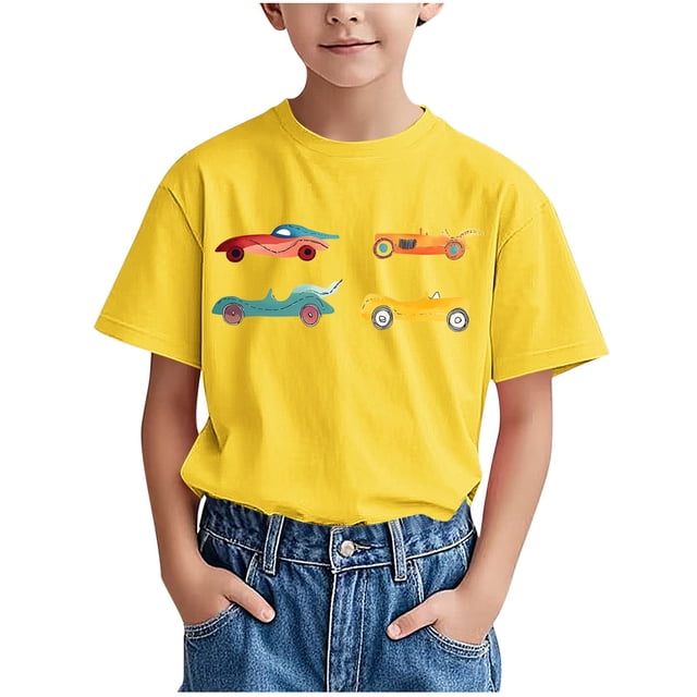 WRKEKC T-Shirts d'Été pour Garçons, T-Shirts Décontractés pour Garçons, T-Shirts Polyvalents Décontractés à Manches Courtes pour Enfants avec Motif Imprimé et Col Rond