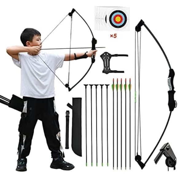 Piaoyu Arc et Flèches pour Ados Ensemble de Tir à l'Arc pour Débutants pour Jeunes Pratique de Tir Arc à Composé, Cour Arrière et Entraînement de Tir à l'Arc Extérieur Cadeaux pour Garçon d'École Secondaire