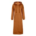 thumbnail image 4 of Fshaion Robe d'Été pour Femmes 2024 Grande Taille Col Rond Hiver Chaud Couleur Manches Longues avec Poches Robe Longue en Liquidation à Moins de 10!, 4 of 6