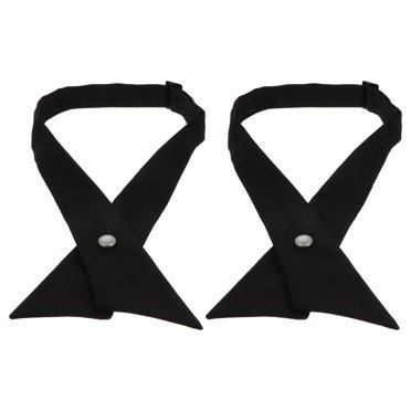 Phenofice Nœud Papillon Croisé d'Uniforme Scolaire Ajustable 2 Pcs Cravate en Polyester pour Déco Noir Confortable Résistant aux Plis Design Simple