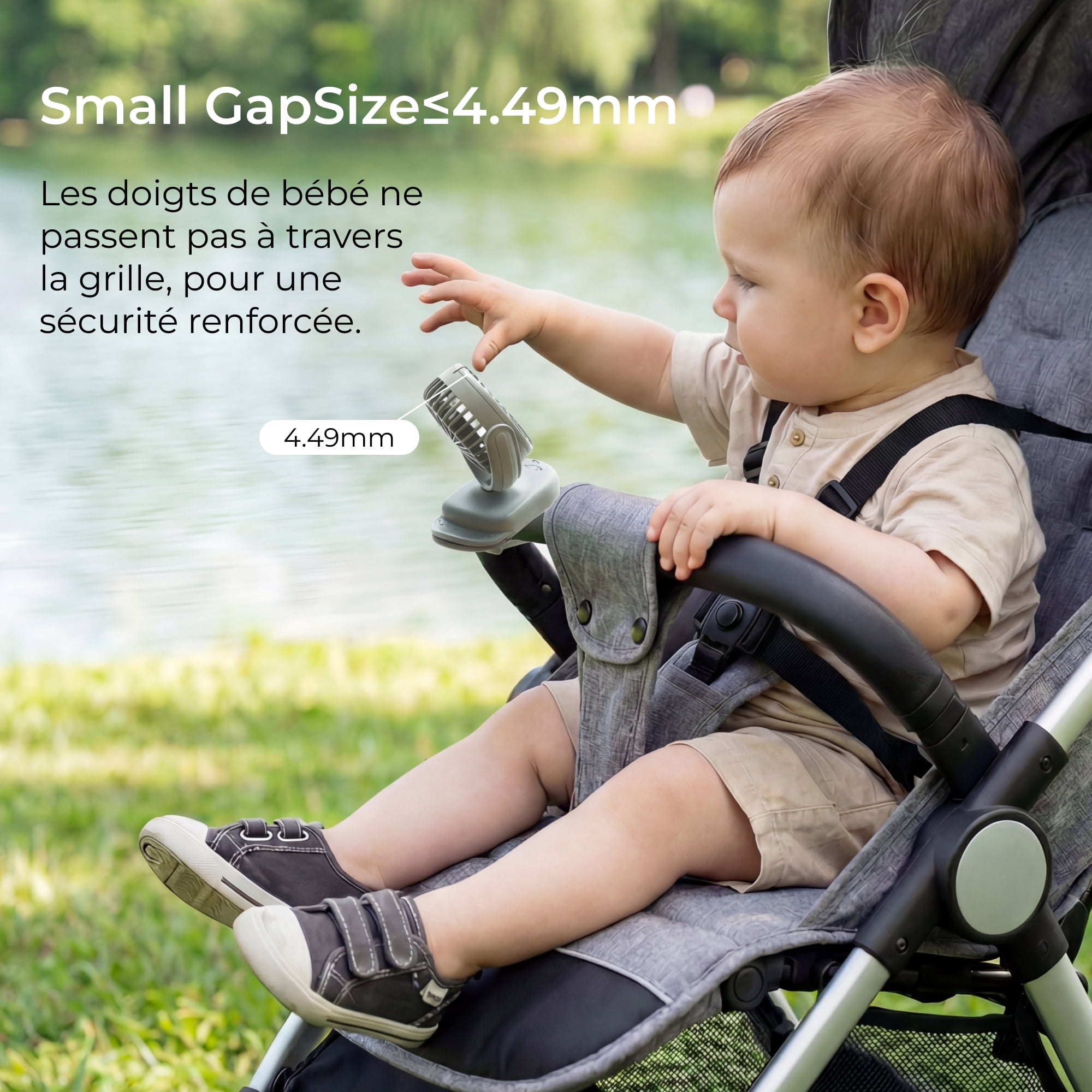 Momcozy Mini Ventilateur à Pince Portable pour Nourrissons & Tout-Petits, Rechargeable à 4 Vitesses, Léger 0.26 lb, Ventilateur Rafraîchissant Orientable à 360° pour Poussette
