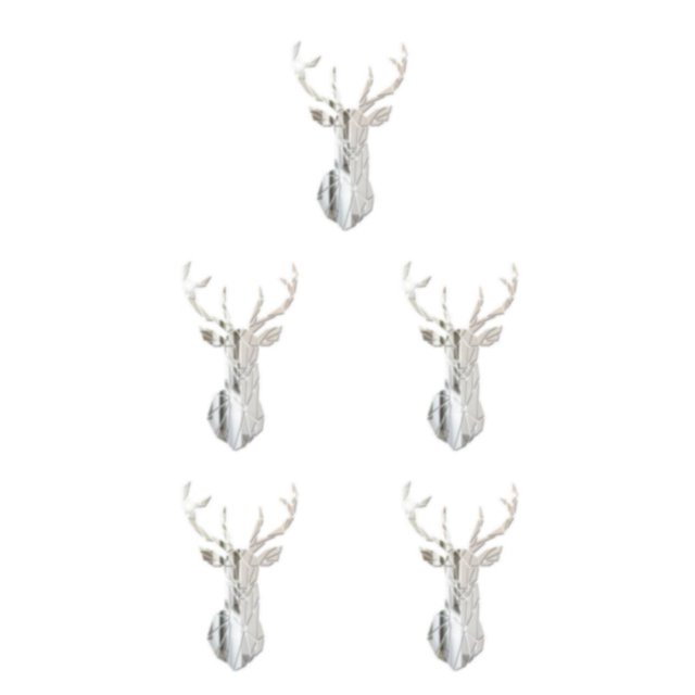 Decodeary Personalized Home Style With 3D Mirror Deer Wall Stickers Acrylic 3D Deer Head Mirror Wall Sticker Multifunctional silver S 5Set