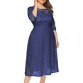 thumbnail image 4 of Pompotops Robe de Soirée pour Femmes, Grande Taille, en Dentelle Ajourée avec Poches, Robe Longue, en Solde, 4 of 4
